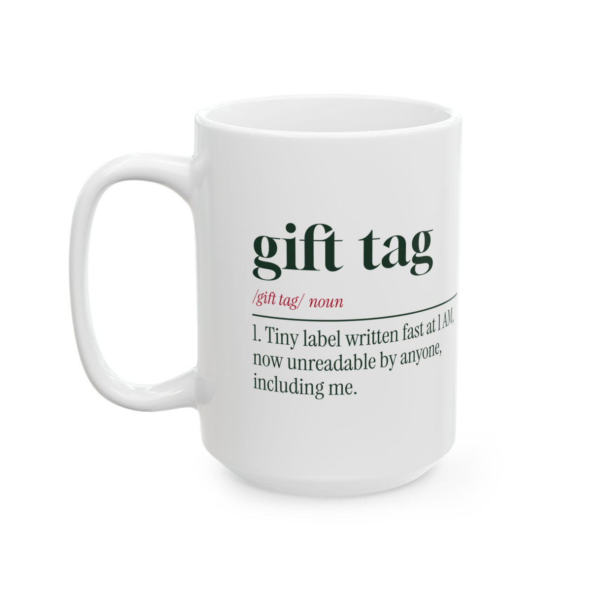 Funny Christmas Wrapping Coffee Mug Gift Tag Definition