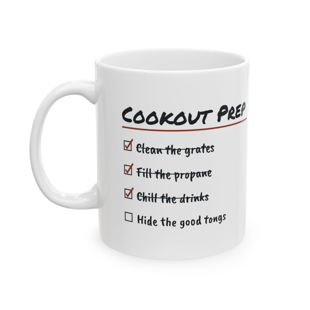 Funny BBQ Mug Hide The Good Tongs Cookout Checklist For Grill Lovers