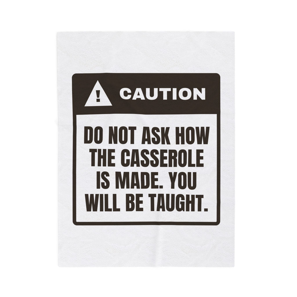Funny In Law Christmas Throw Blanket Caution Casserole Warning Label