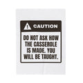 Funny In Law Christmas Throw Blanket Caution Casserole Warning Label