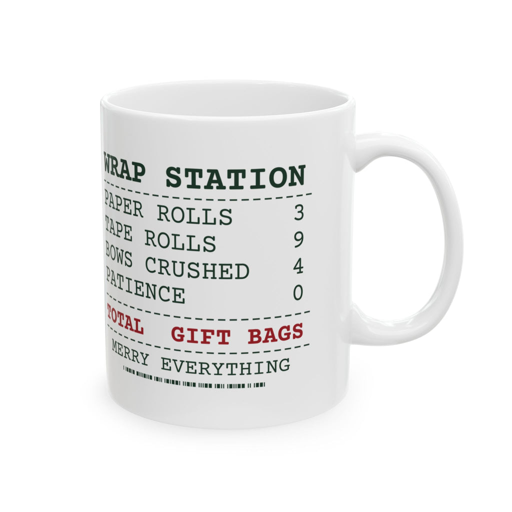 Funny Christmas Wrapping Coffee Mug Wrap Station Receipt