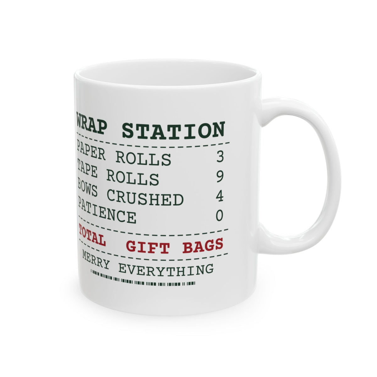 Funny Christmas Wrapping Coffee Mug Wrap Station Receipt
