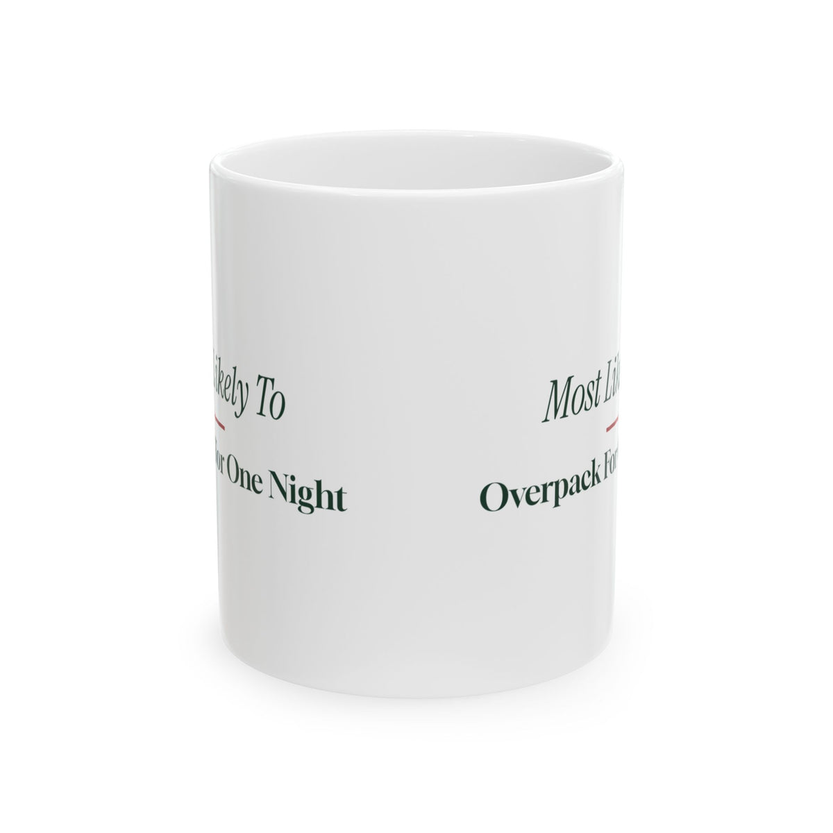 Funny Family Christmas Coffee Mug Most Likely To Overpack For One Night