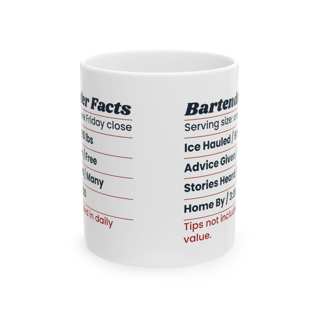 Funny Bartender Coffee Mug Bartender Facts Nutrition Label