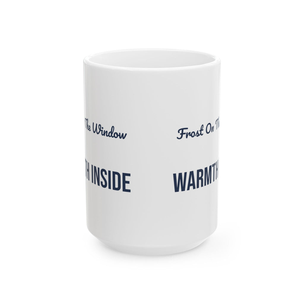 Cozy Christmas Coffee Mug Frost On The Window Warmth Inside