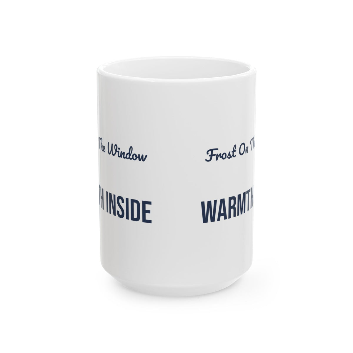 Cozy Christmas Coffee Mug Frost On The Window Warmth Inside
