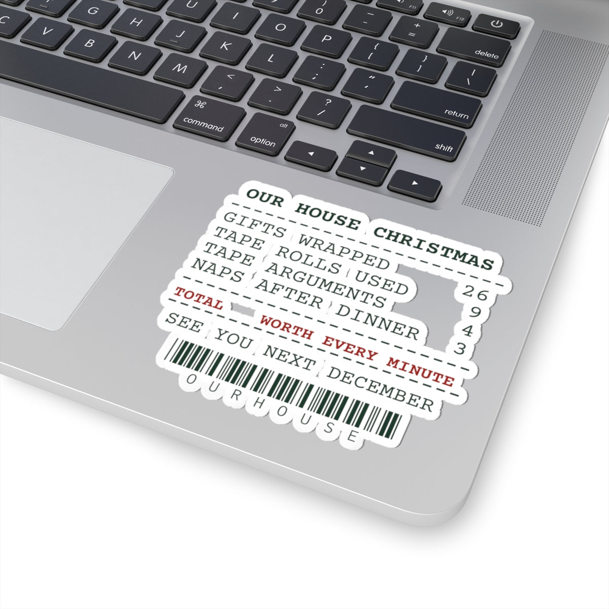 Funny Family Christmas Sticker Our House Christmas Receipt