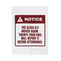 Funny Christmas Teacher Throw Blanket The Class Elf Moved Warning Label