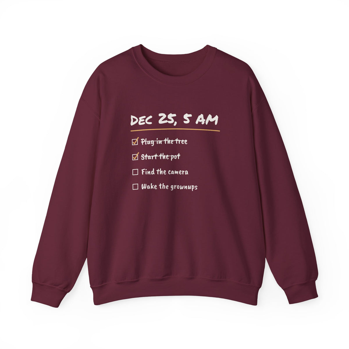 Funny Christmas Sweatshirt Plug In The Tree Start The Pot Checklist