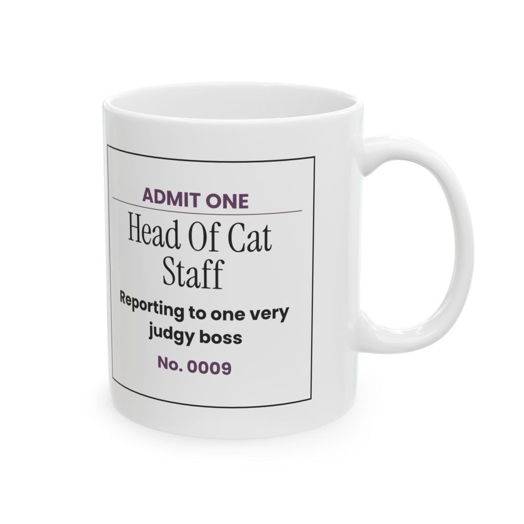Head Of Cat Staff Ticket Coffee Mug For Cat Moms