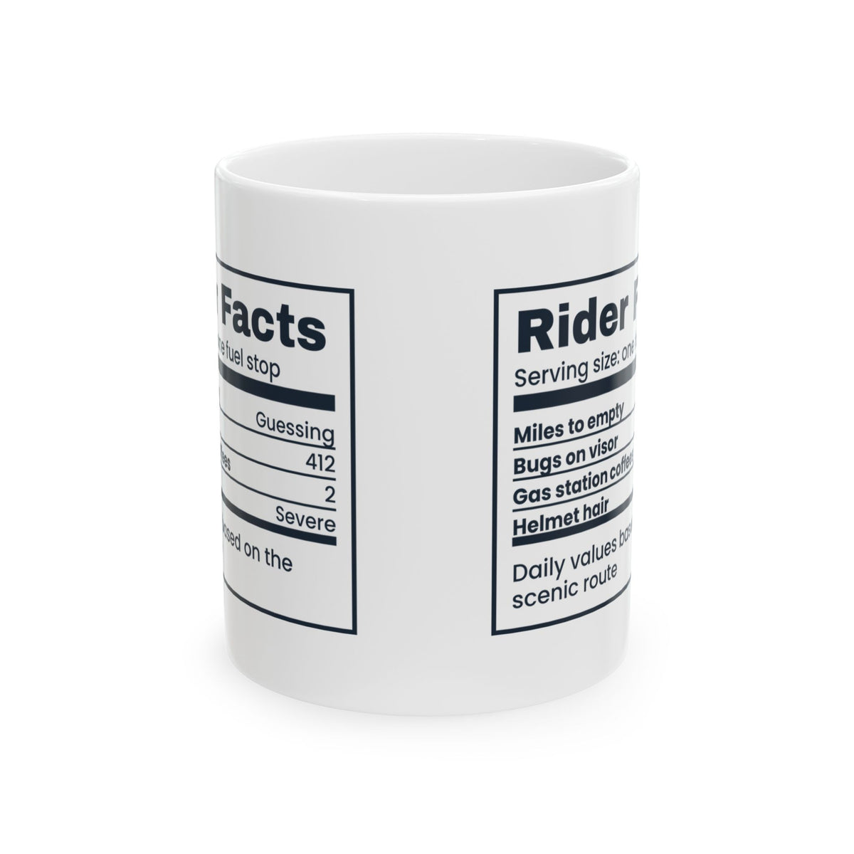 Funny Biker Mug Rider Facts Nutrition Label For Motorcyclists