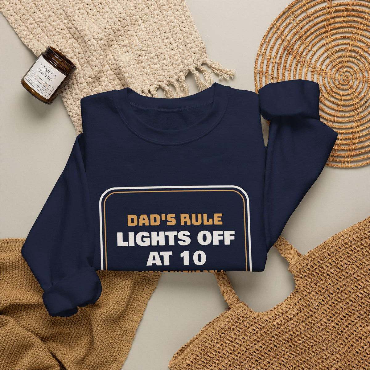 Funny Christmas Dad Sweatshirt Lights Off At 10 Or Pay The Bill