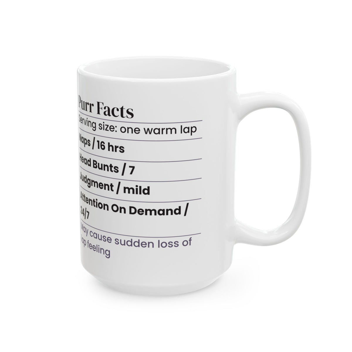 Funny Cat Coffee Mug Purr Facts Label For Cat Lovers
