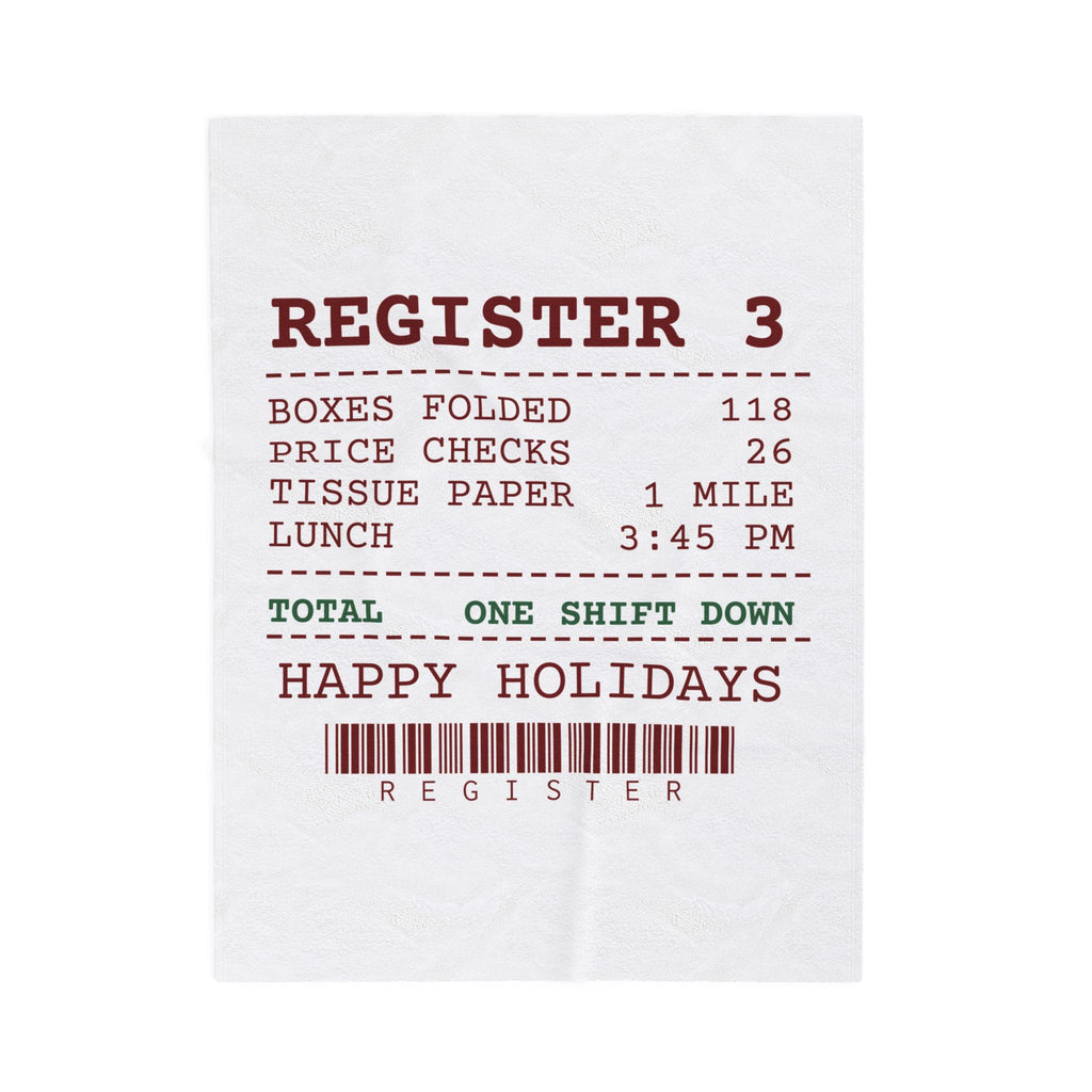 Funny Retail Christmas Throw Blanket Register Receipt For Cashiers