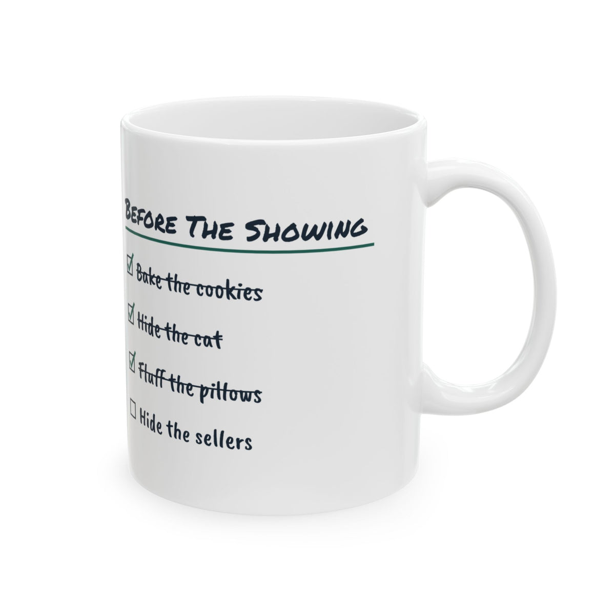 Funny Real Estate Agent Coffee Mug Before The Showing Checklist