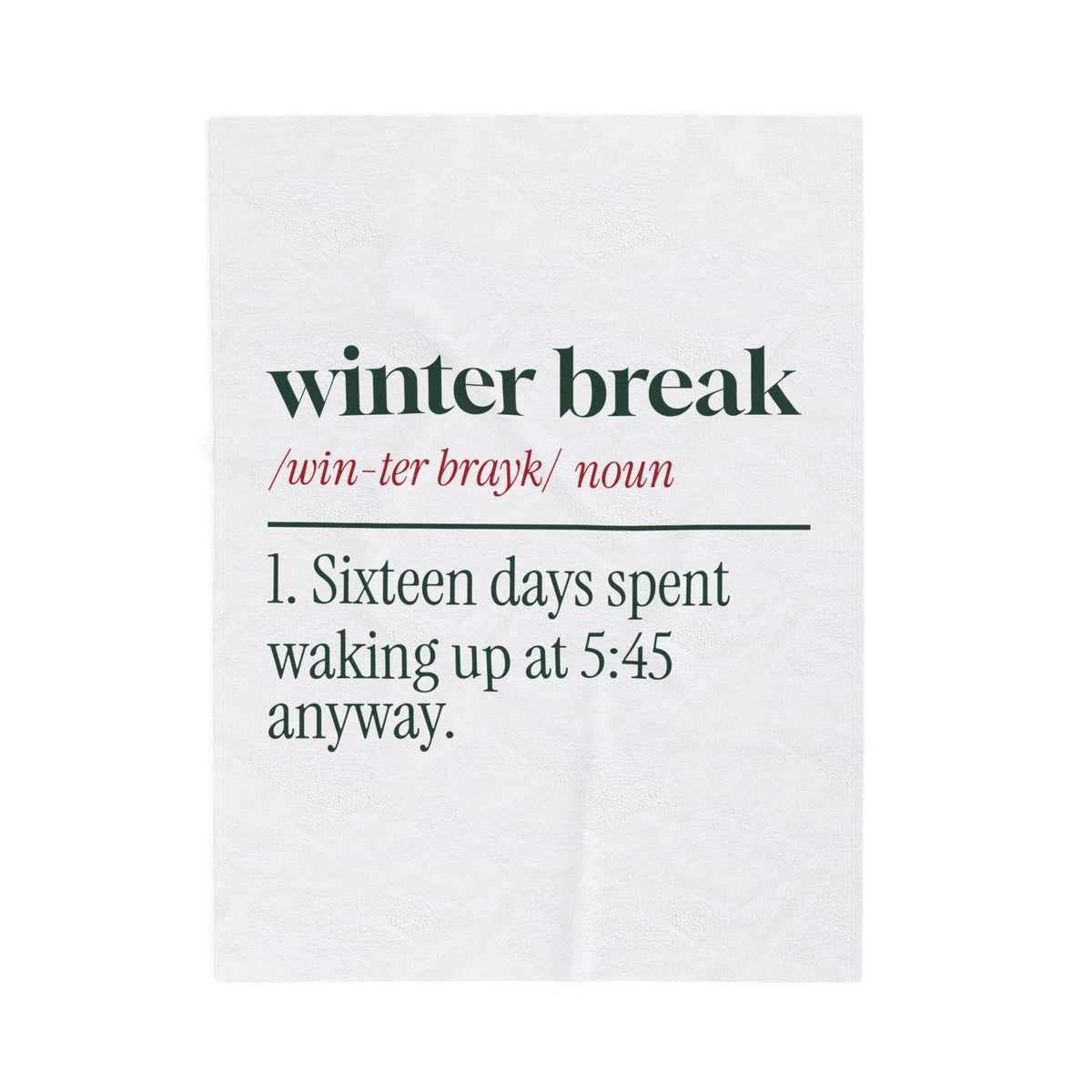 Funny Christmas Teacher Throw Blanket Winter Break Dictionary Definition