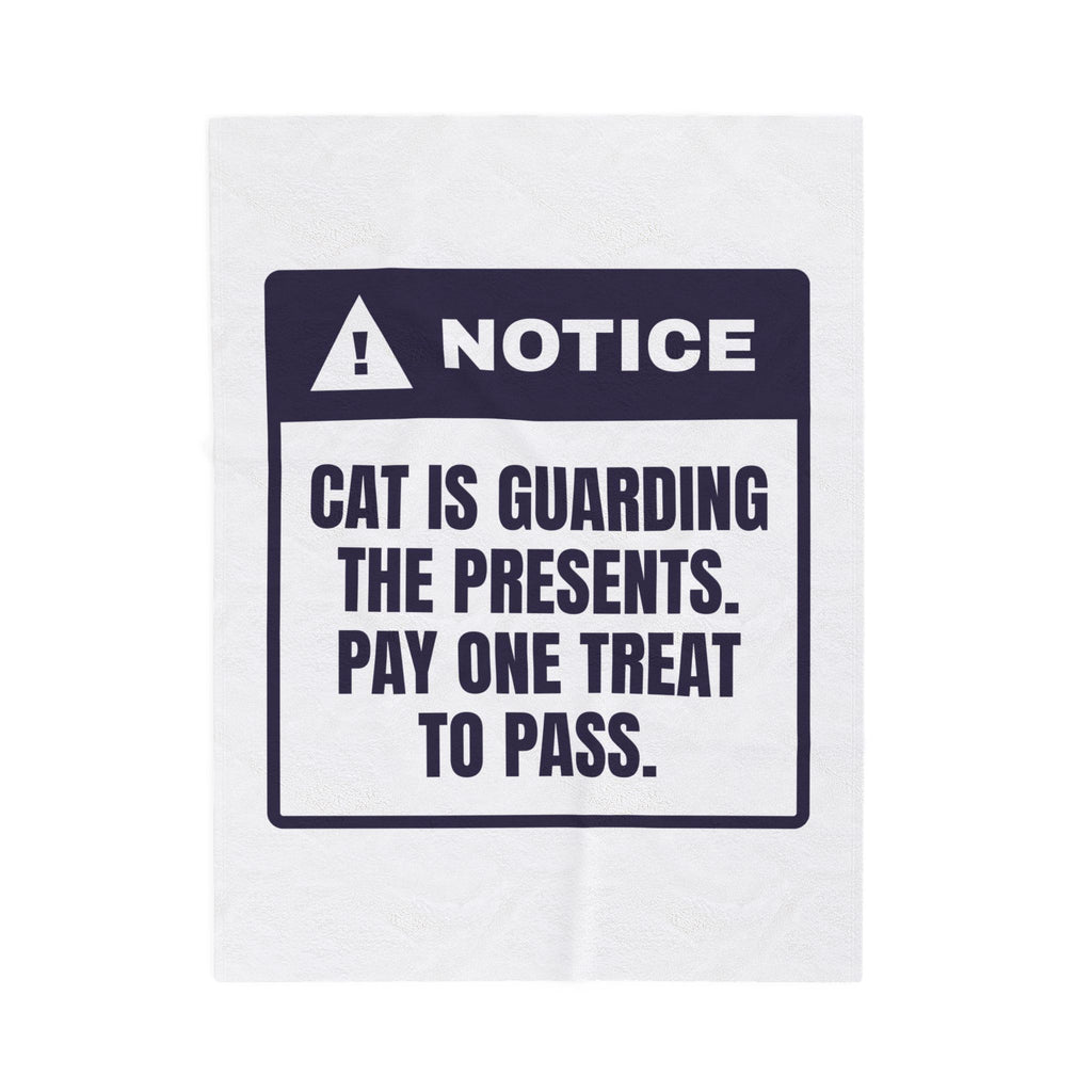 Funny Christmas Cat Throw Blanket Cat Guards The Presents Notice