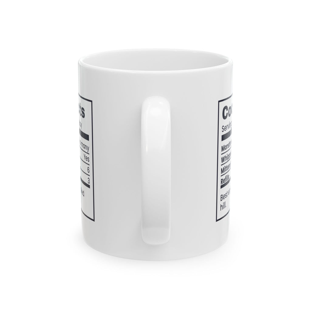 Christmas Cocoa Coffee Mug Cocoa Facts Snow Day Nutrition Label Hot