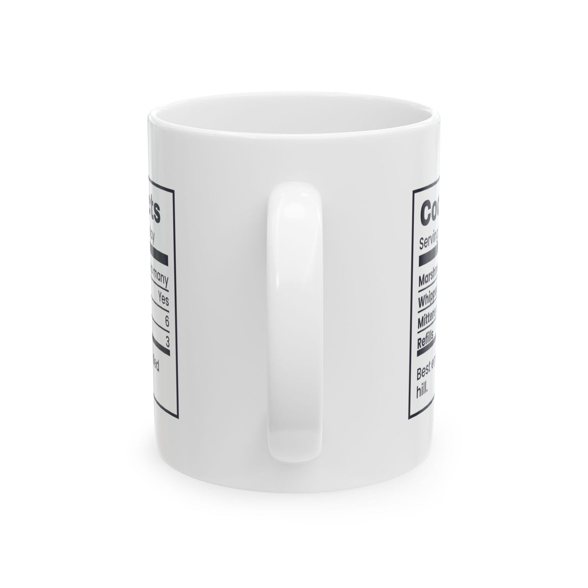 Christmas Cocoa Coffee Mug Cocoa Facts Snow Day Nutrition Label Hot