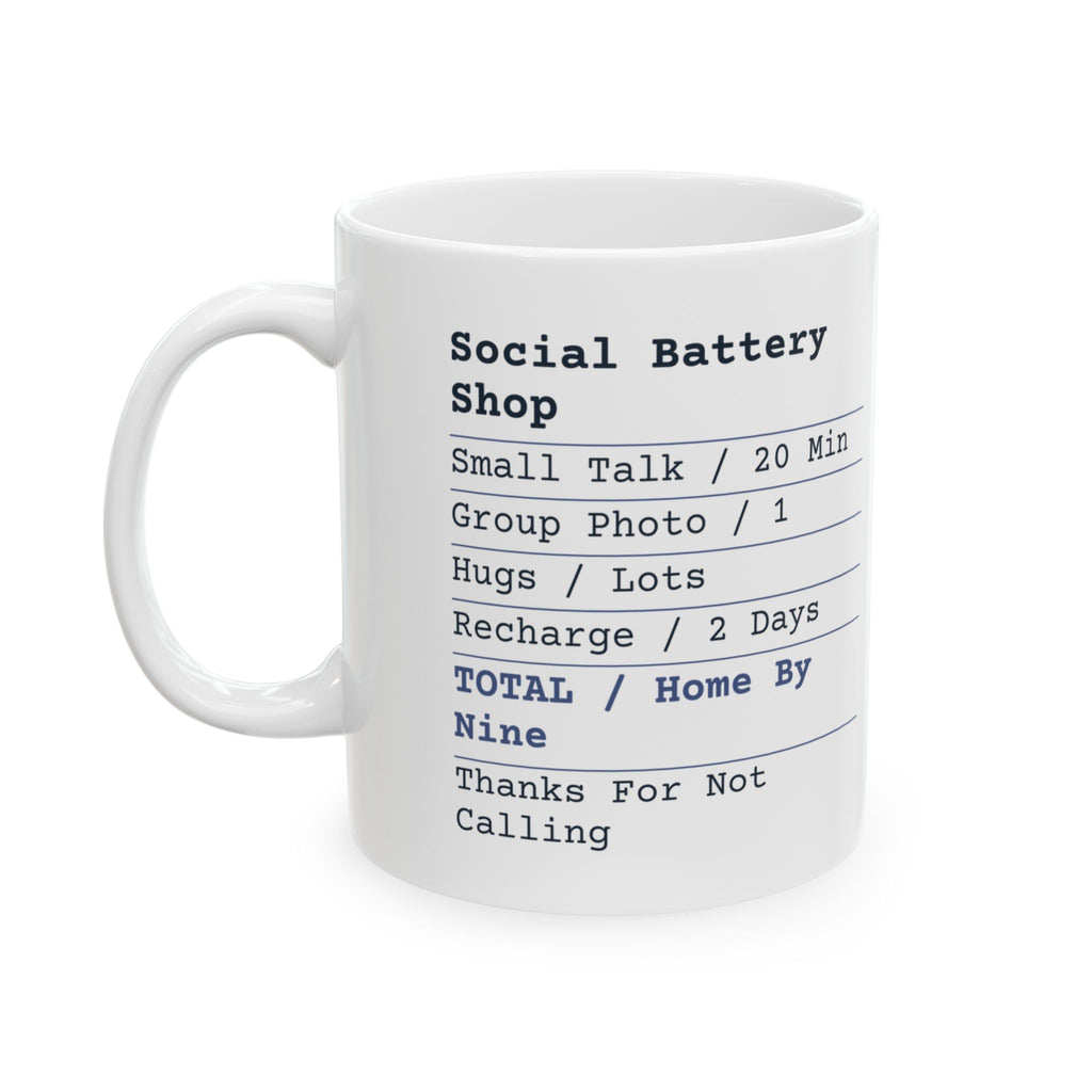 Funny Introvert Coffee Mug Social Battery Shop Receipt For Introverts