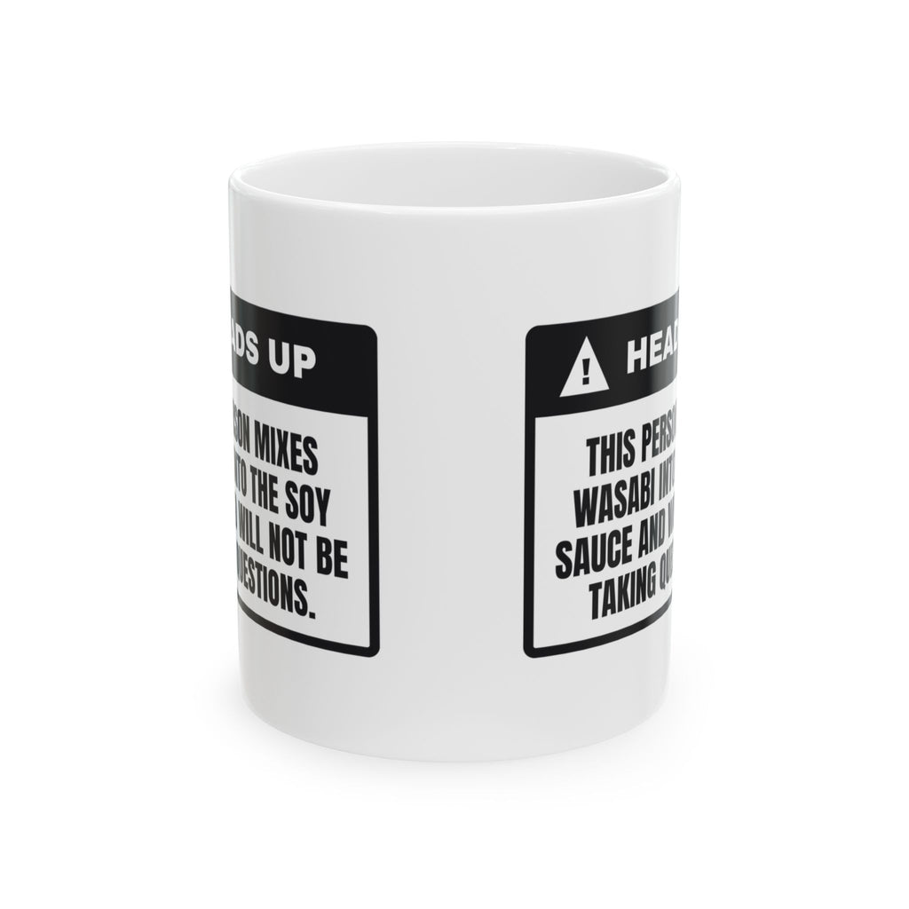 Funny Sushi Coffee Mug Mixes It Into The Soy Warning Label