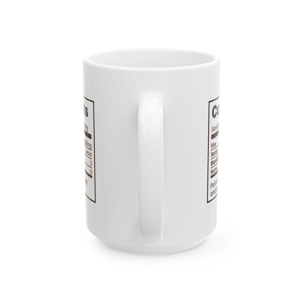 Christmas Coffee Mug Cozy Facts Nutrition Label Winter Evening