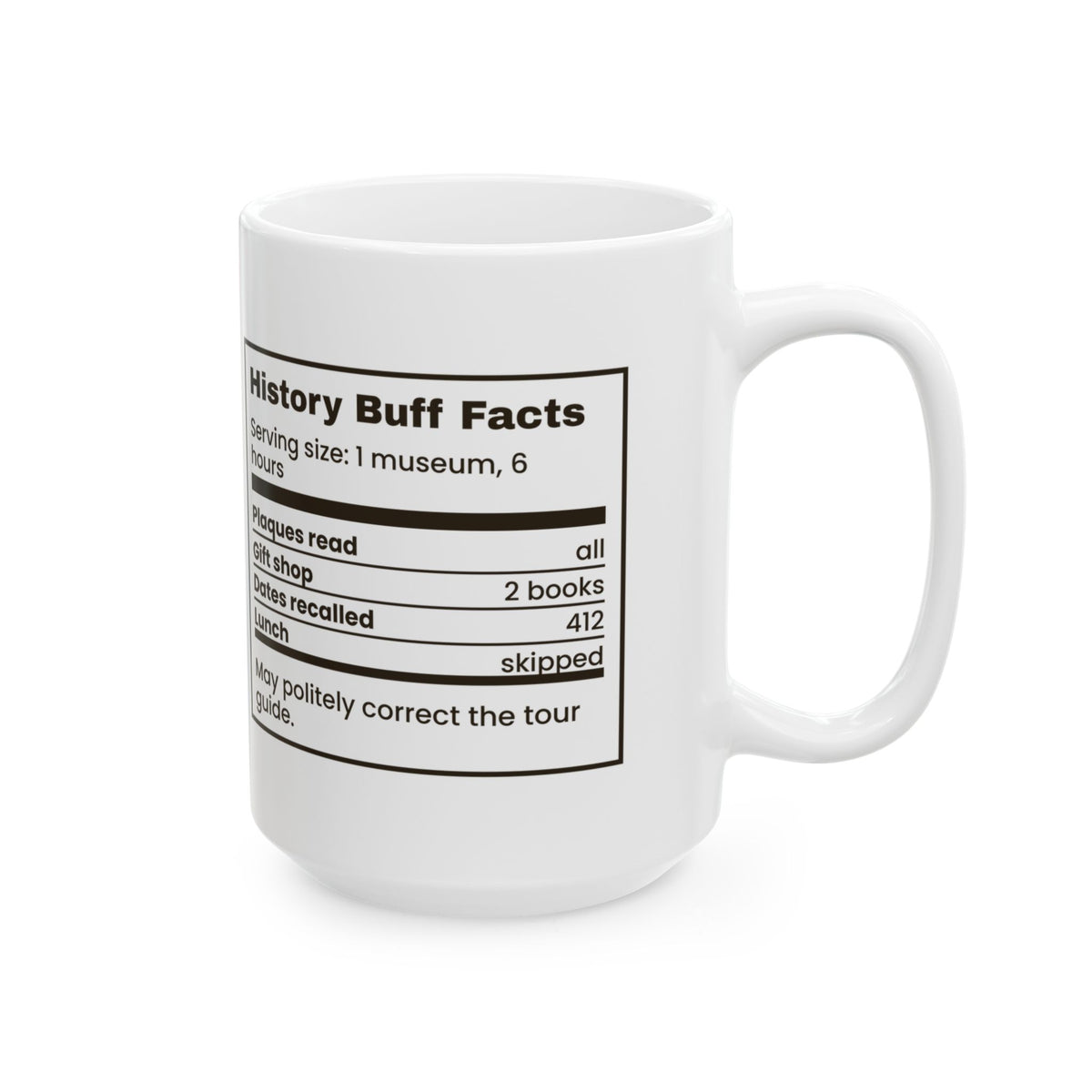 Funny History Buff Coffee Mug History Buff Facts Dates Recalled 412