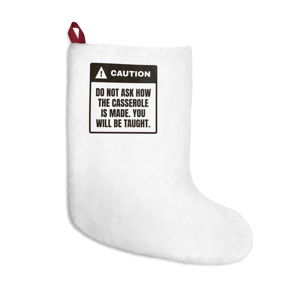 Funny In Law Christmas Stocking Caution Casserole Warning Label
