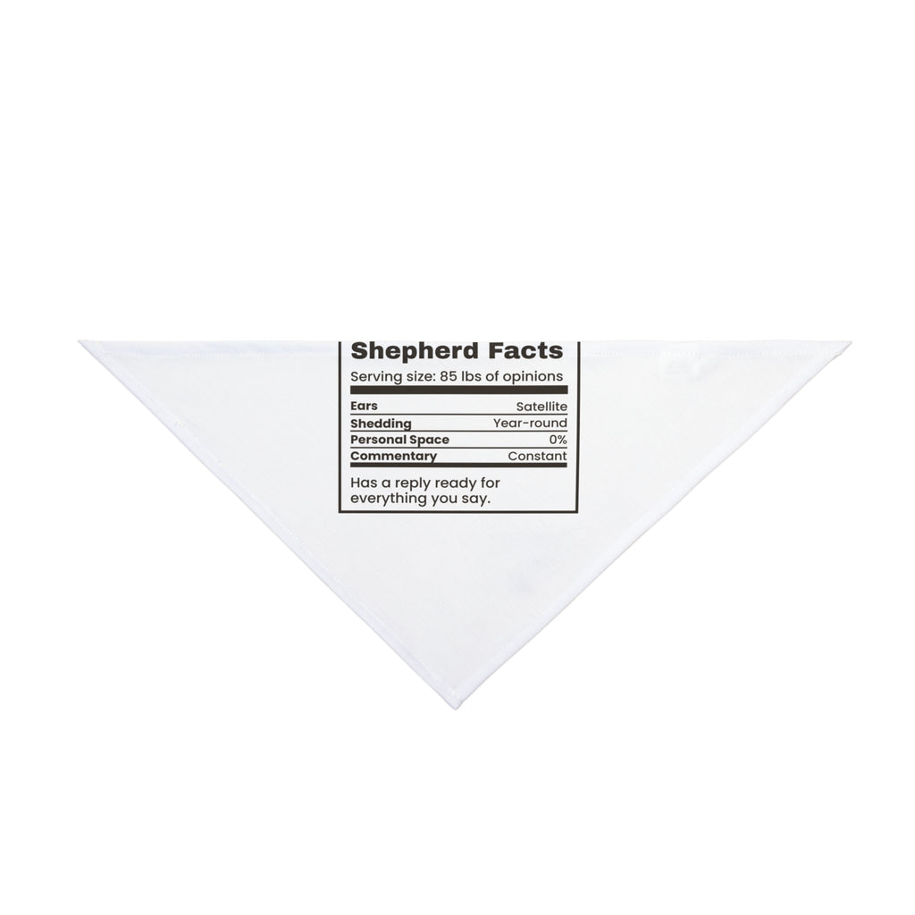 Funny German Shepherd Dog Bandana Shepherd Facts Nutrition Label