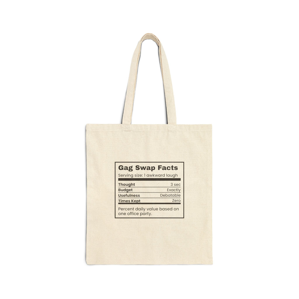 Funny White Elephant Tote Bag Gag Swap Facts Nutrition Label