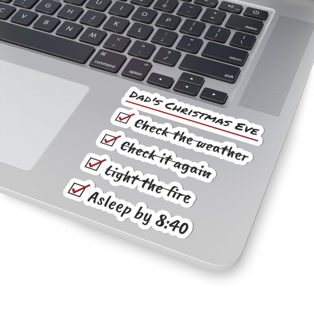 Funny Christmas Dad Sticker Christmas Eve Checklist Asleep By 8:40