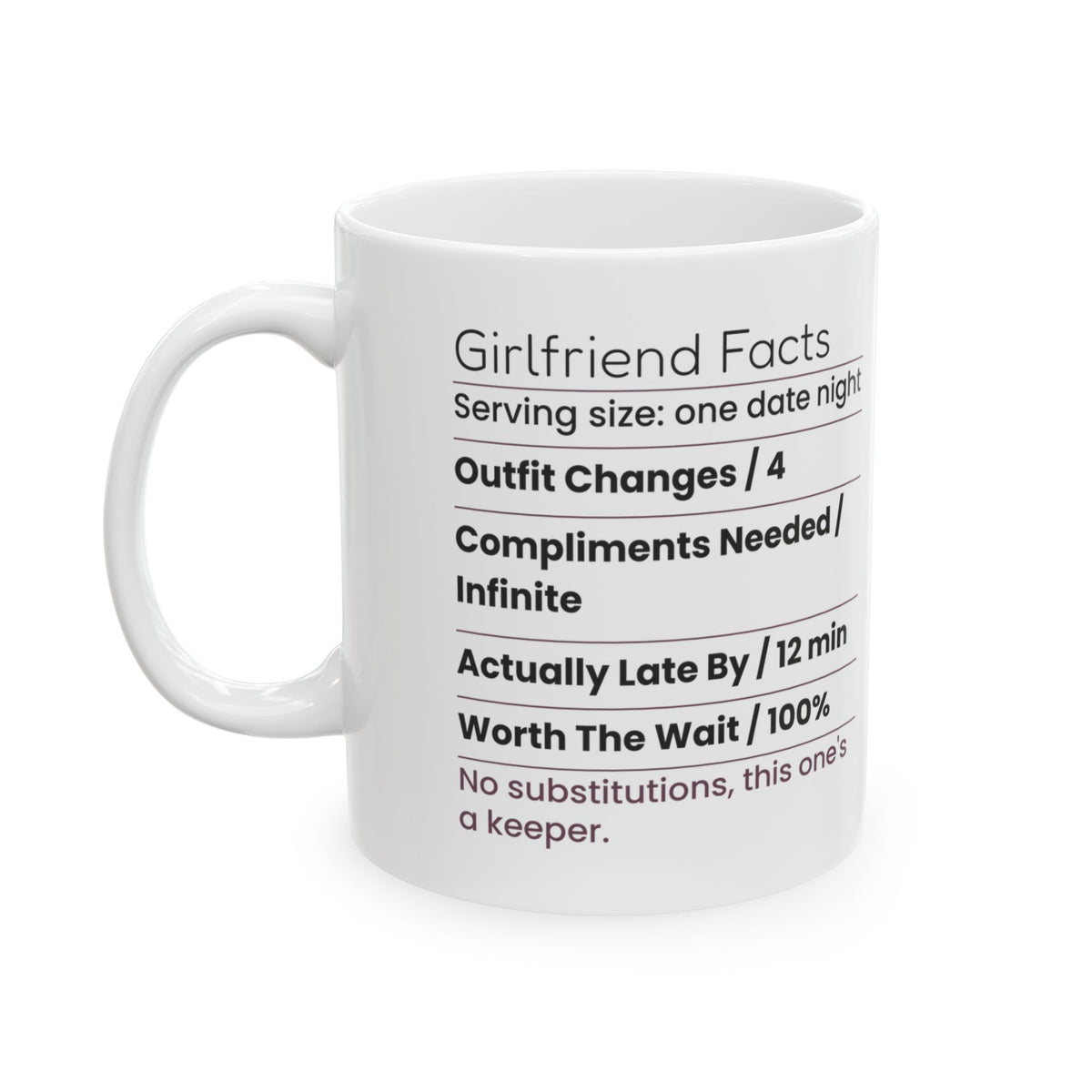Funny Girlfriend Coffee Mug Nutrition Facts For Girlfriend