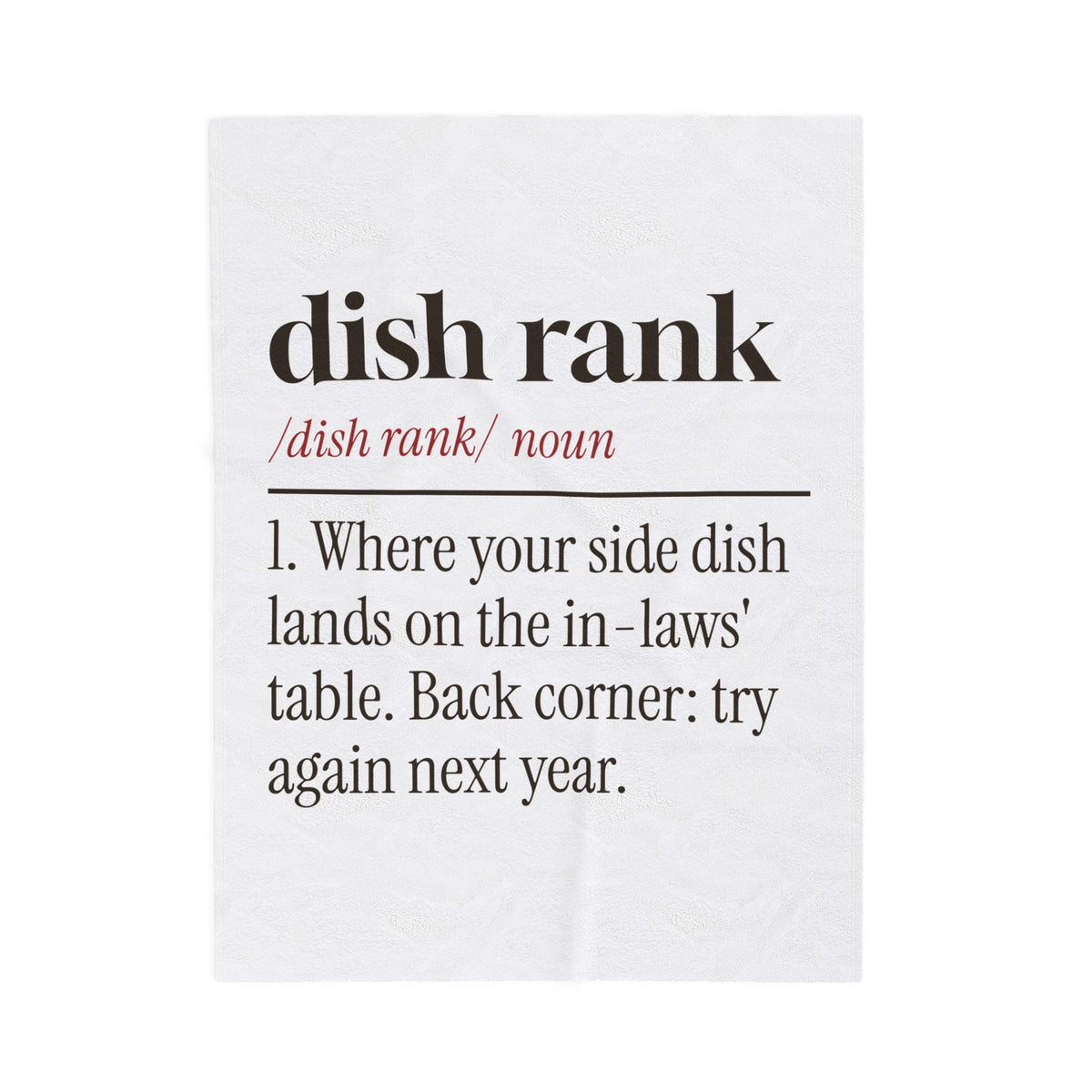 Funny In-Laws Christmas Throw Blanket Dish Rank Definition