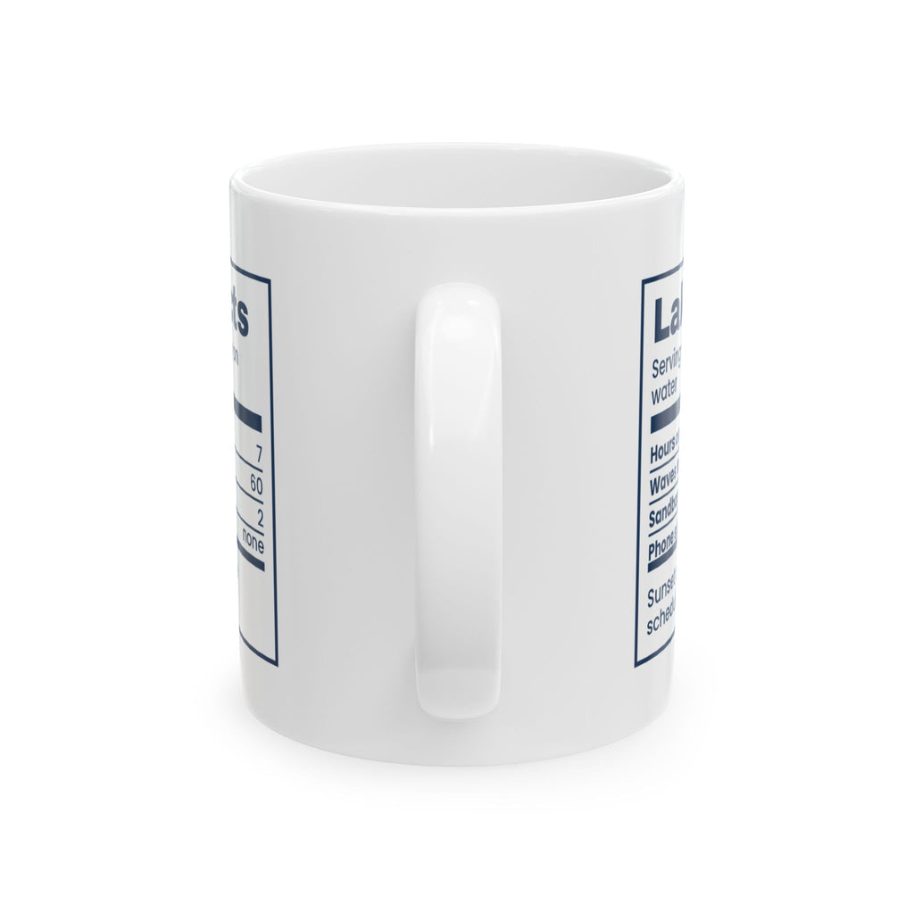 Funny Boat Coffee Mug Lake Facts Nutrition Label