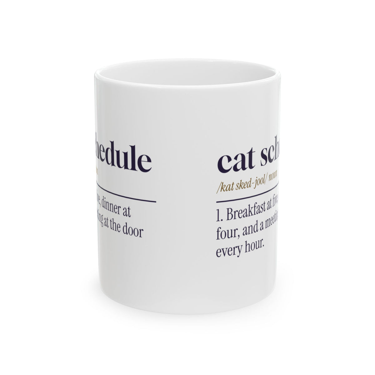 Funny Cat Mom Coffee Mug Cat Schedule Dictionary Definition