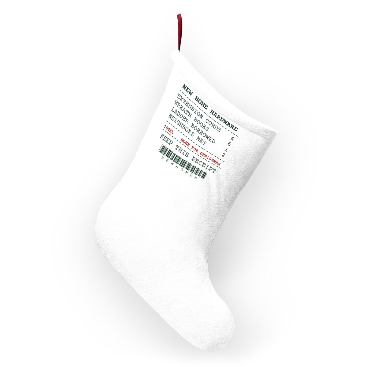Funny New Home Christmas Stocking Hardware Receipt For Homeowners