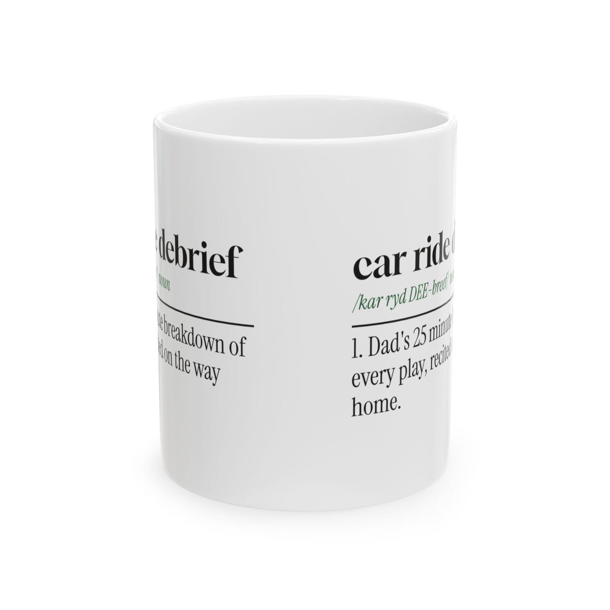 Funny Football Dad Coffee Mug Car Ride Debrief Dictionary Definition