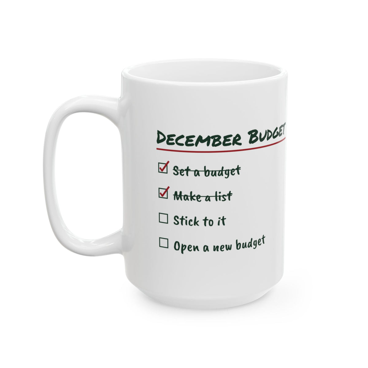 Funny Christmas Coffee Mug December Budget Open A New Budget Checklist