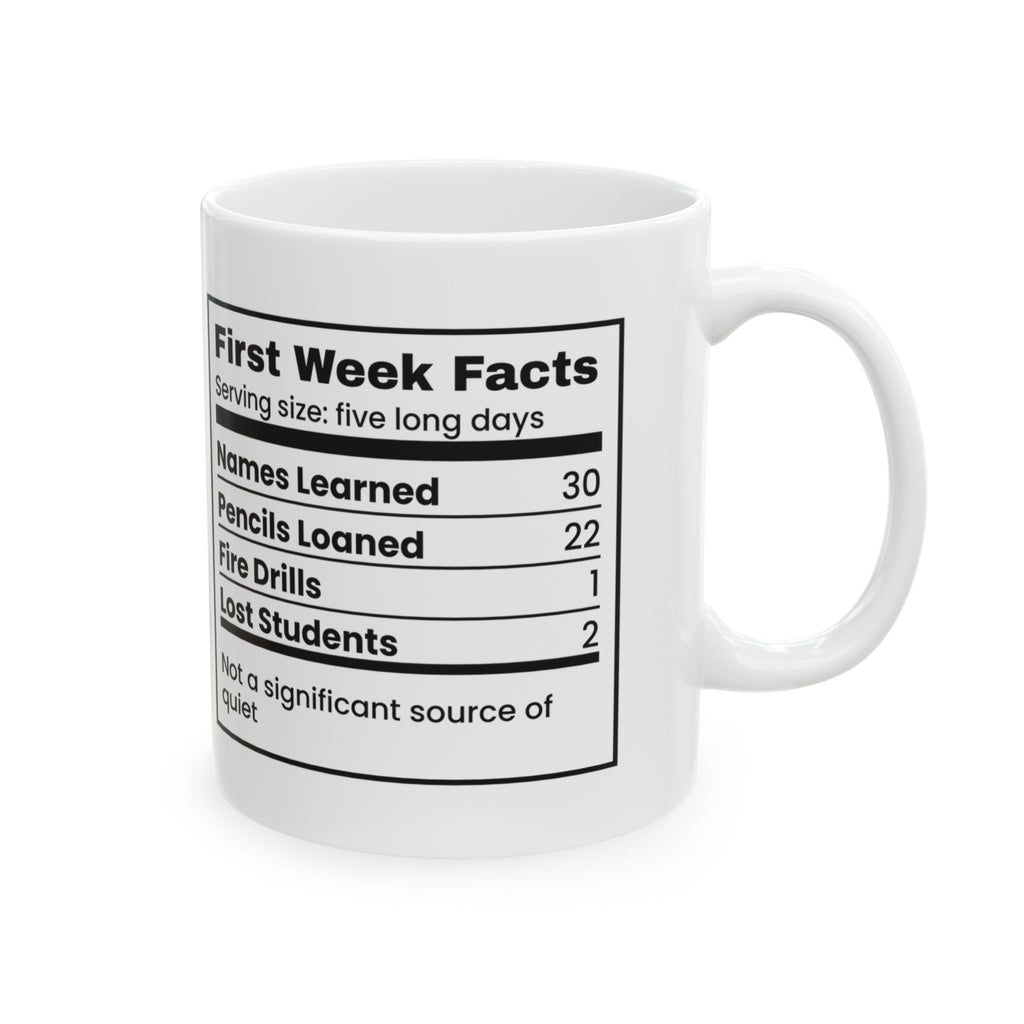Funny Teacher Coffee Mug First Week Facts Label For Teachers