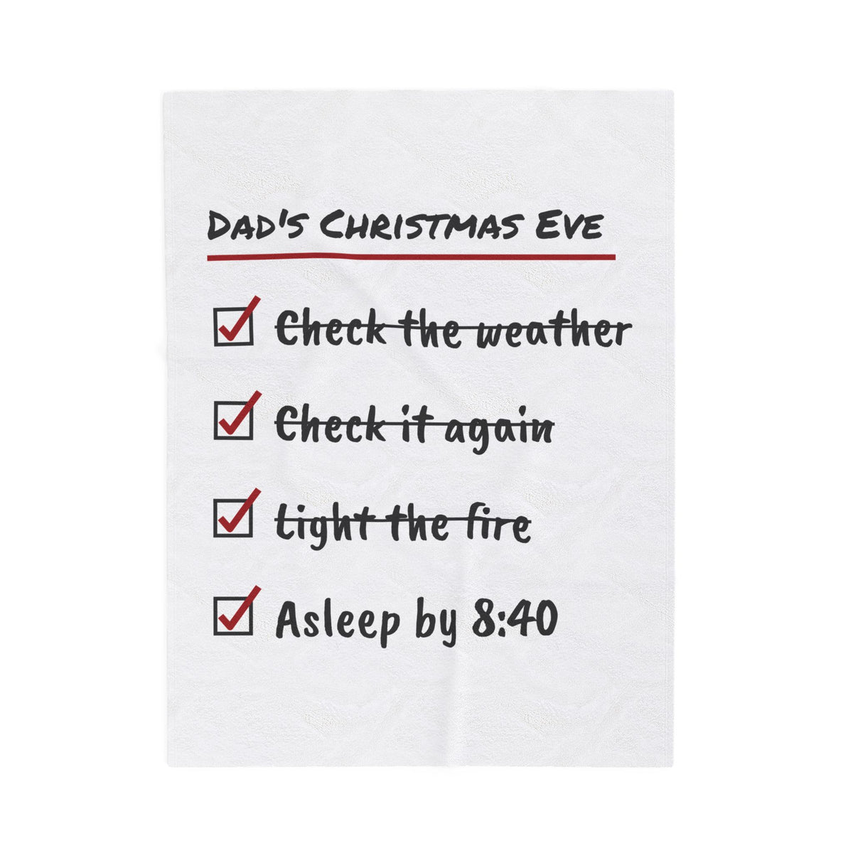 Funny Christmas Dad Throw Blanket Christmas Eve Checklist Asleep By 8:40