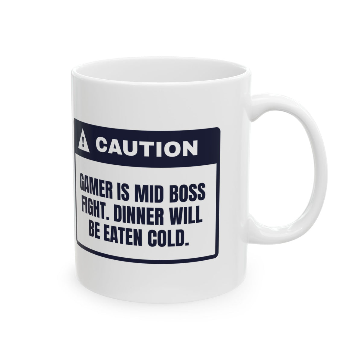 Funny Gamer Coffee Mug Mid Boss Fight Dinner Eaten Cold Warning
