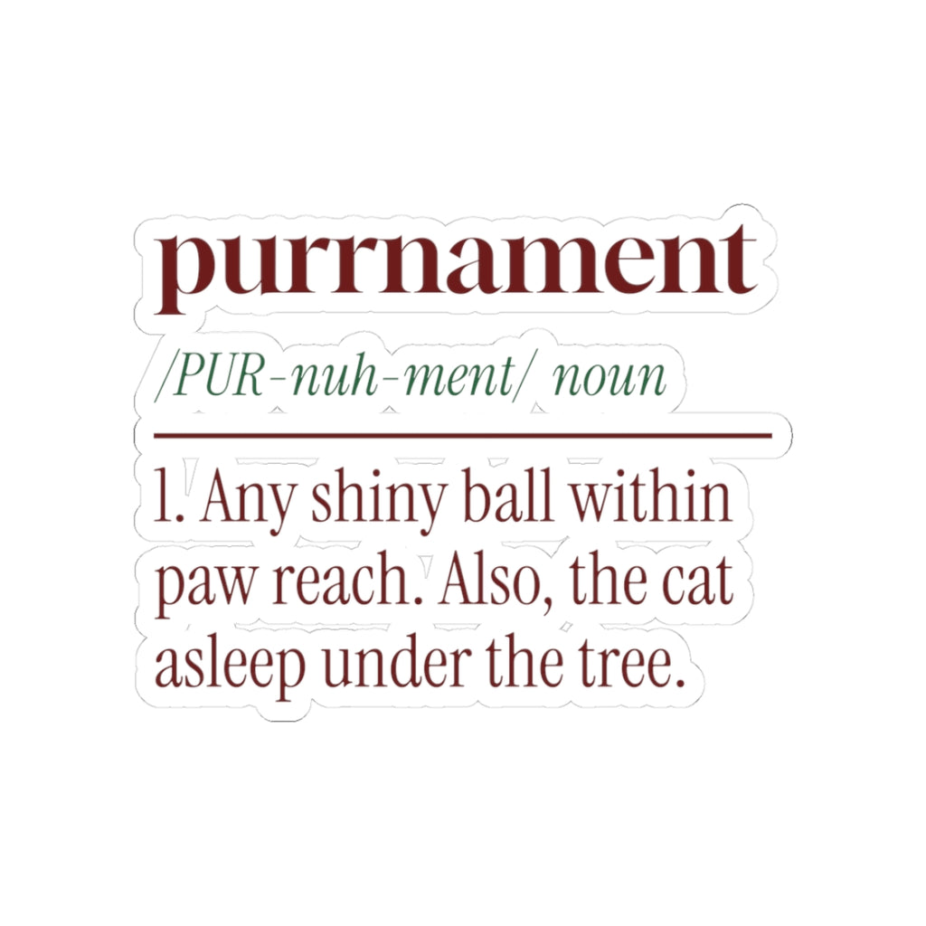 Funny Christmas Cat Sticker Purrnament Dictionary Definition