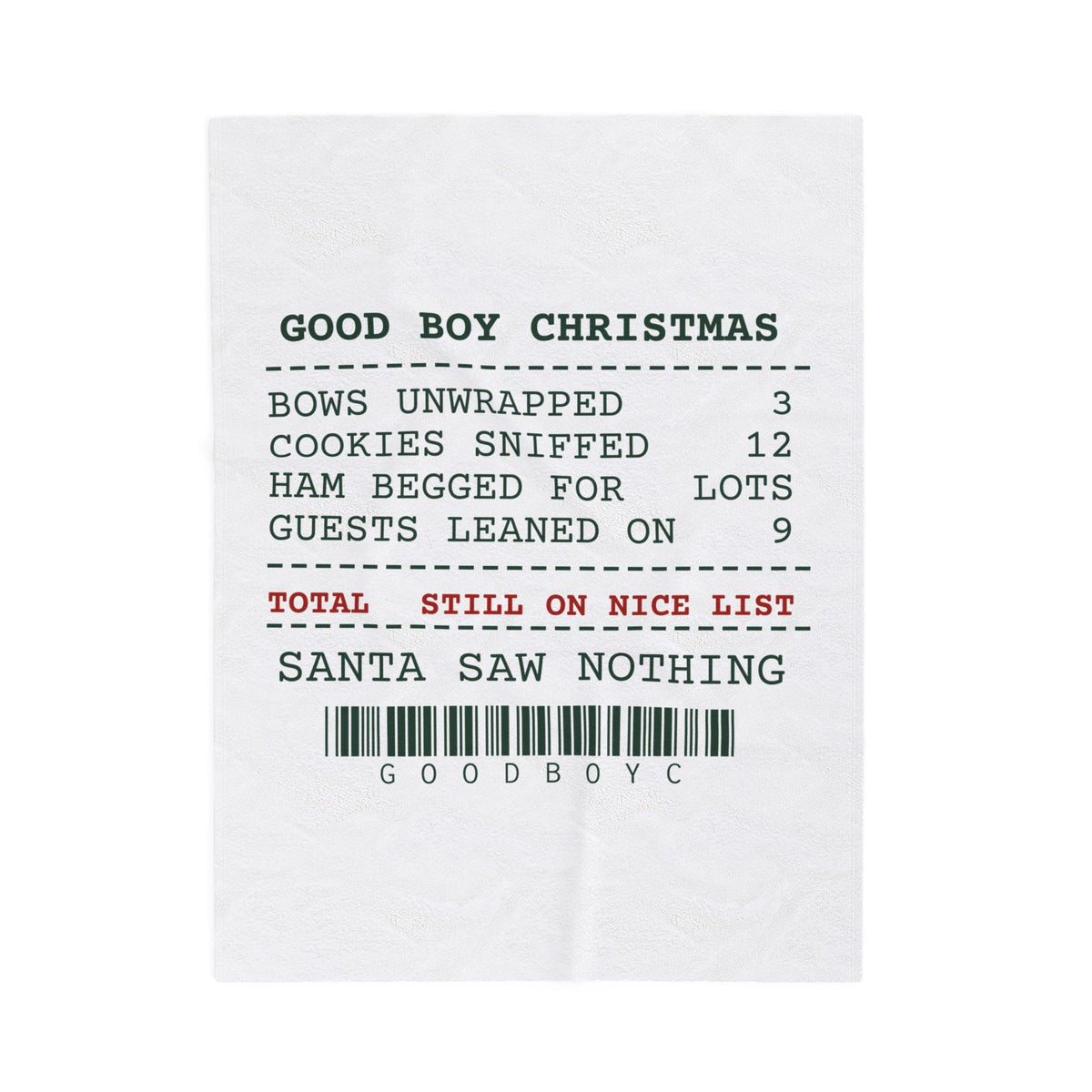 Funny Dog Christmas Throw Blanket Good Boy Receipt For Dog Owners