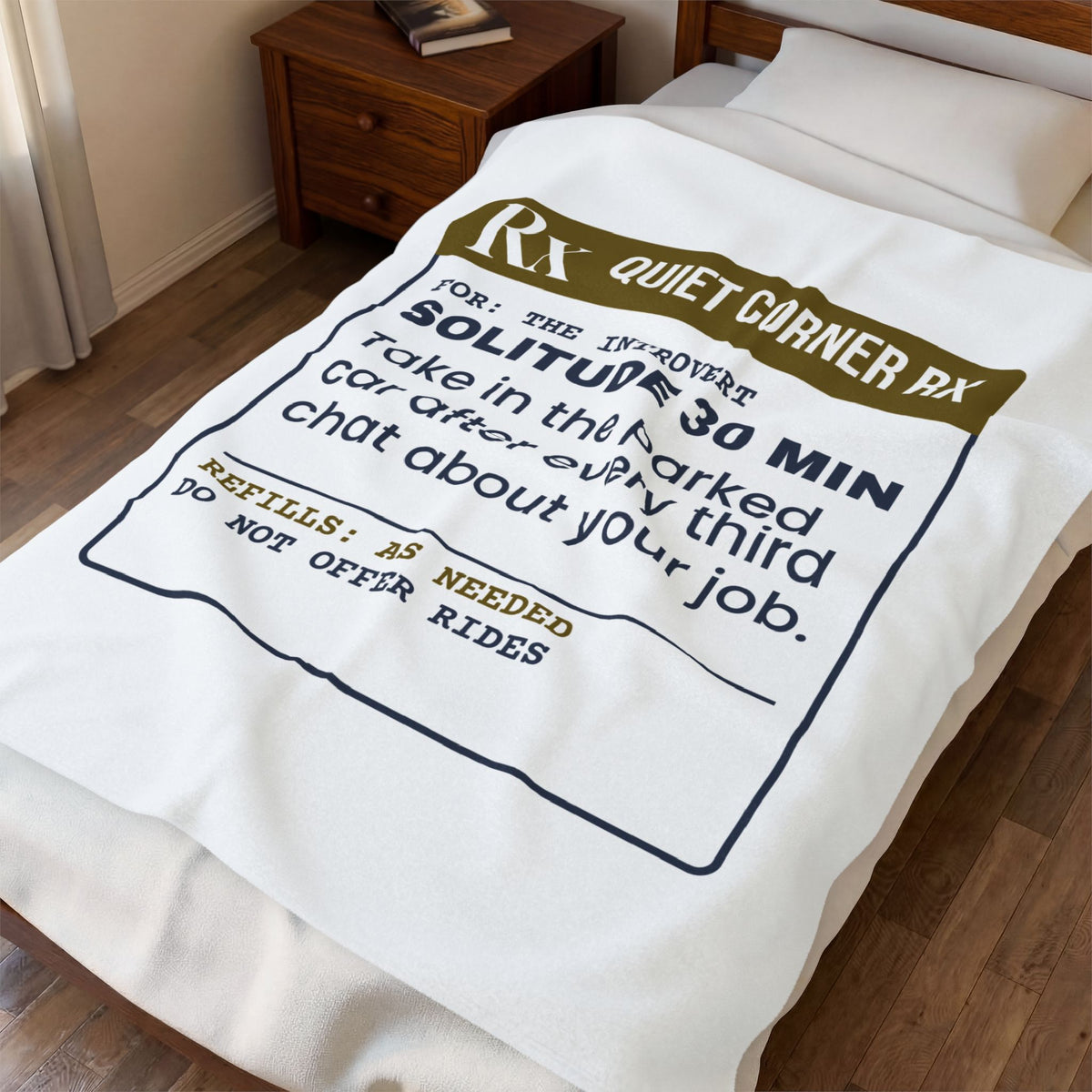 Funny Introvert Christmas Throw Blanket Solitude Prescription Label