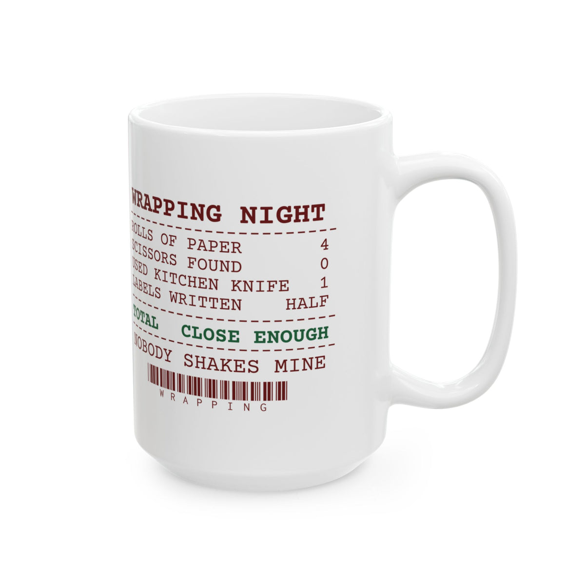 Funny Christmas Coffee Mug Scissors Found Zero Wrapping Receipt
