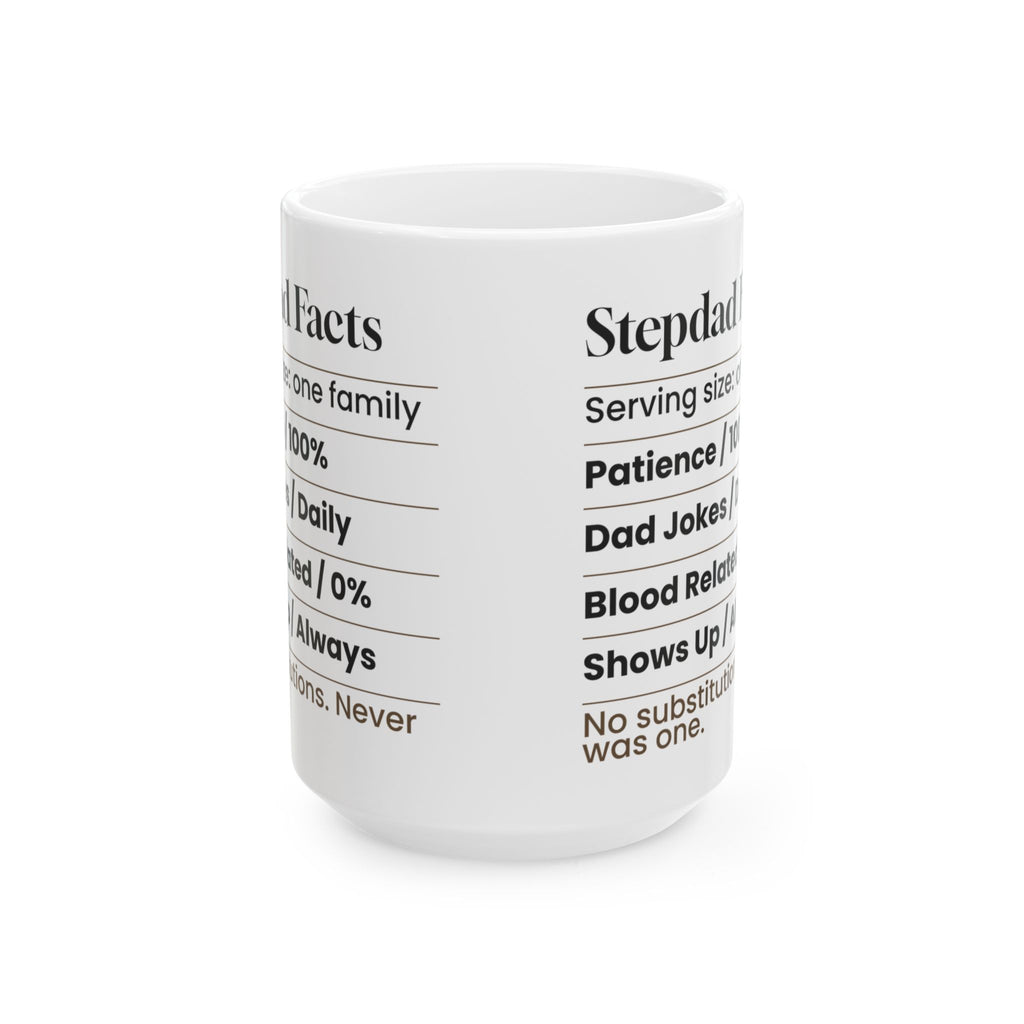 Stepdad Facts Coffee Mug Funny Nutrition Label For Dads