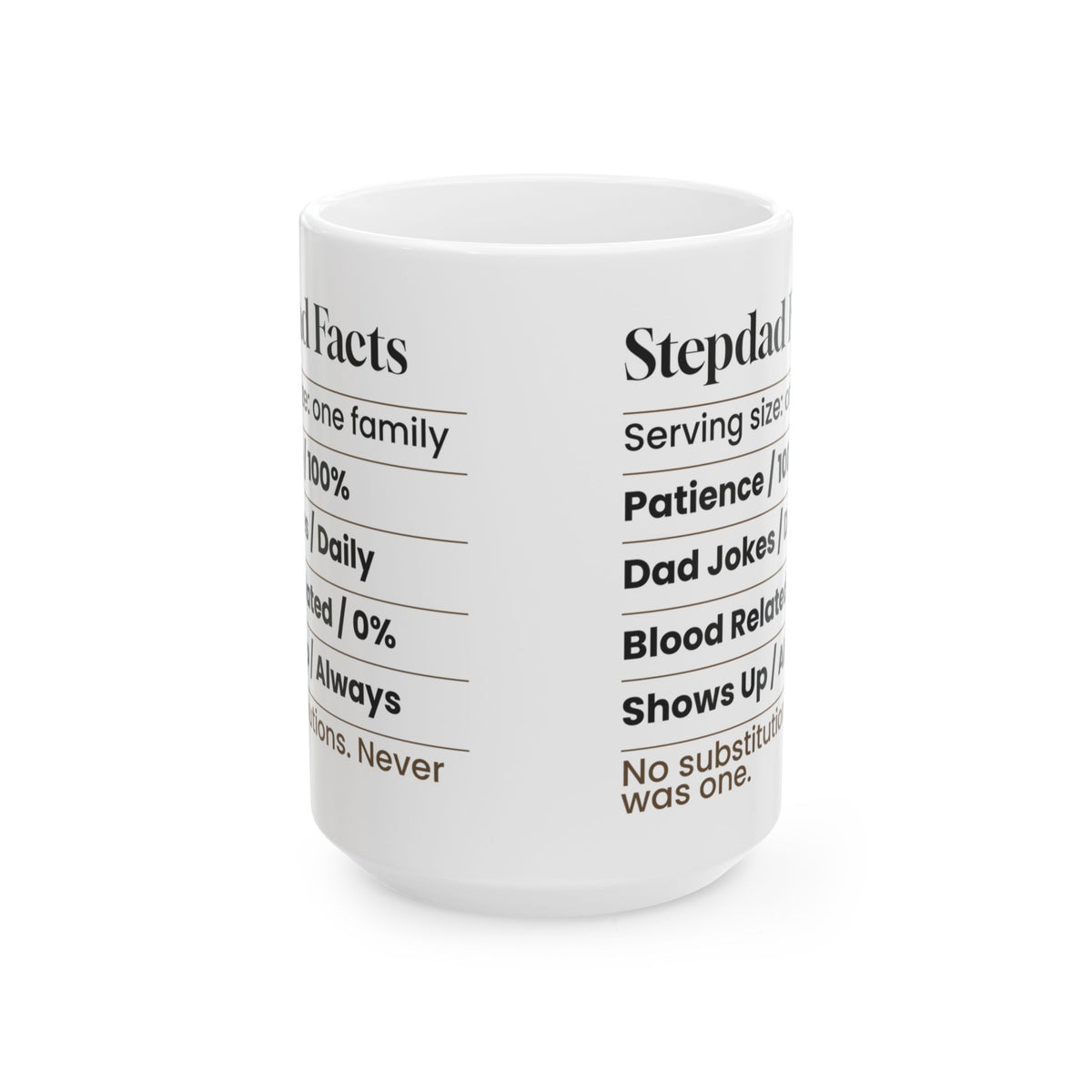 Stepdad Facts Coffee Mug Funny Nutrition Label For Dads