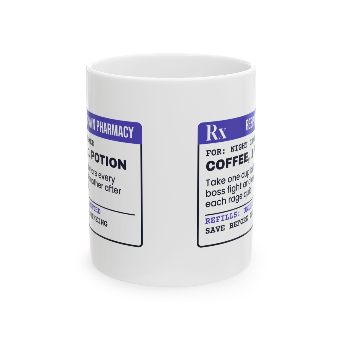 Funny Gamer Coffee Mug Save Before Drinking Prescription Potion