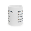 Funny Woodshop Mug Sharpened Everything Built Nothing Checklist