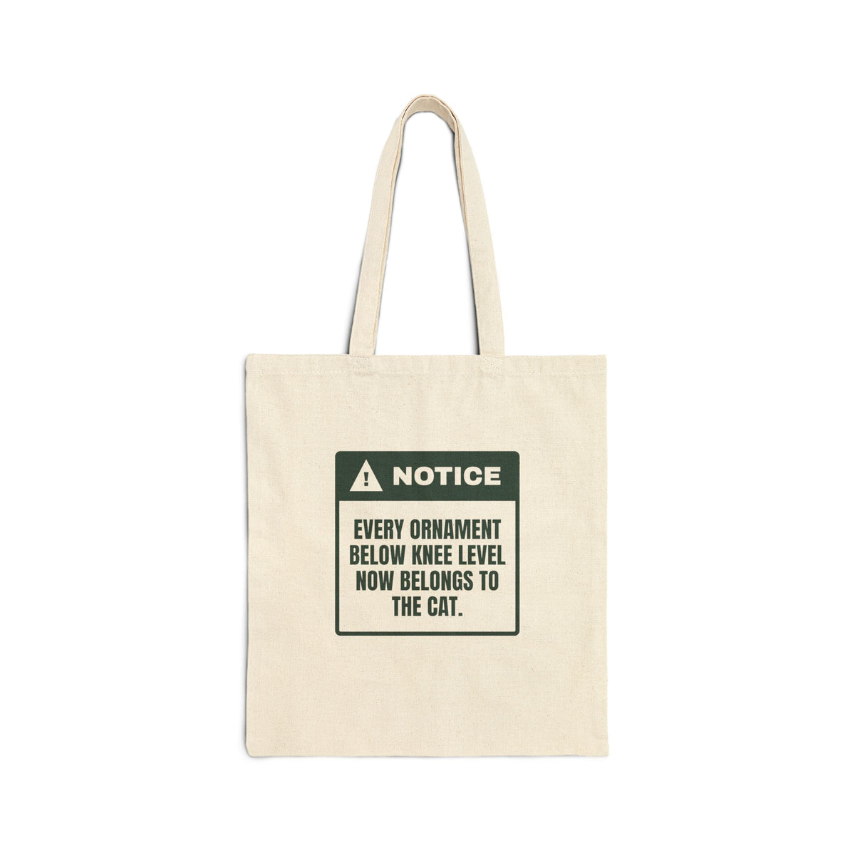 Funny Cat Christmas Tote Bag Ornaments Below Knee Level Notice